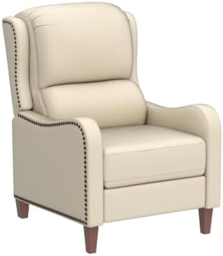 HULALA HOME Genuine Leather Recliner Chair, Beige