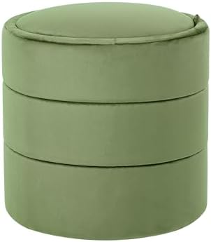 Spatial Order 18" Storage Round Ottoman - Green Velvet