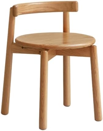 Oak Wood Vanity Stool with Solid Wood Stool Seat, Natural