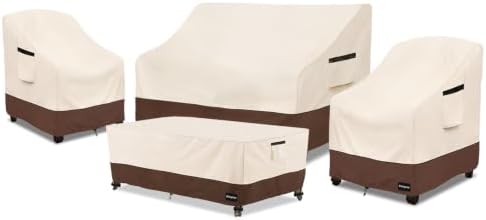 Rileytee Patio Furniture Set Covers Waterproof 4Pcs,Beige & Brown,Large