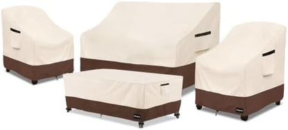 Rileytee Patio Furniture Set Covers Waterproof 4Pcs,Beige & Brown,Large