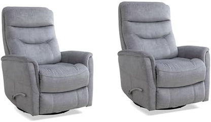Gemini Capri Silver Recliner Chair Two Pack Swivel Glider Nursery Nursing Armchairs 100% Polyester Comfortable Reading Chairs for Adults Cozy Seating