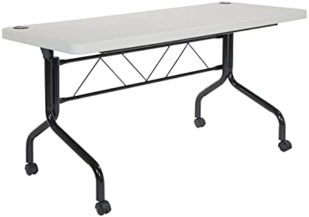 Office Star Resin Multipurpose Flip Training Table with Locking Casters for Home and Office, 5 Feet