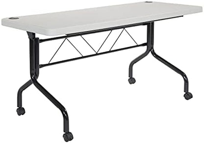 Office Star Resin Multipurpose Flip Training Table with Locking Casters for Home and Office, 5 Feet