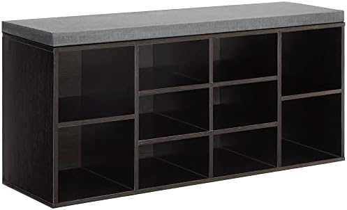 PayLessHere | 3-Tier Shoe Bench with 1.2" Cushion | Black | 10 Compartments