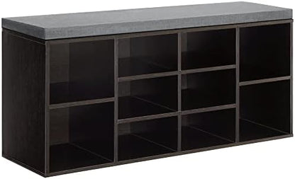 PayLessHere | 3-Tier Shoe Bench with 1.2" Cushion | Black | 10 Compartments