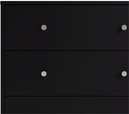Home Square 2 Piece Bedroom Set with 6-Drawer Double Dresser and 1-Drawer Nightstand in Black