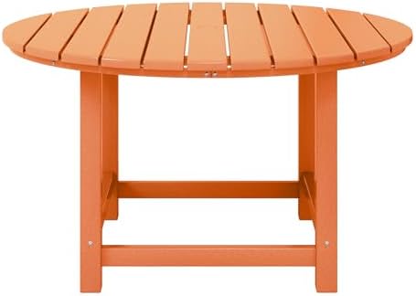 WestinTrends Malibu Kids Outdoor Patio Furniture HDPE 38" Wide Round Dining Table, Orange