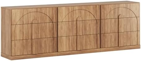 BELLEZE Set of 3 Bookcase with 3 Drawers, Modern Book Shelf with Wide Wooden Handle, 94" Wood Bookshelves for Living Room Office Entryway (Camel)