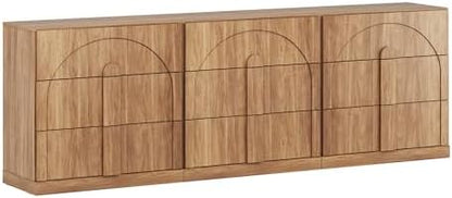 BELLEZE Set of 3 Bookcase with 3 Drawers, Modern Book Shelf with Wide Wooden Handle, 94" Wood Bookshelves for Living Room Office Entryway (Camel)