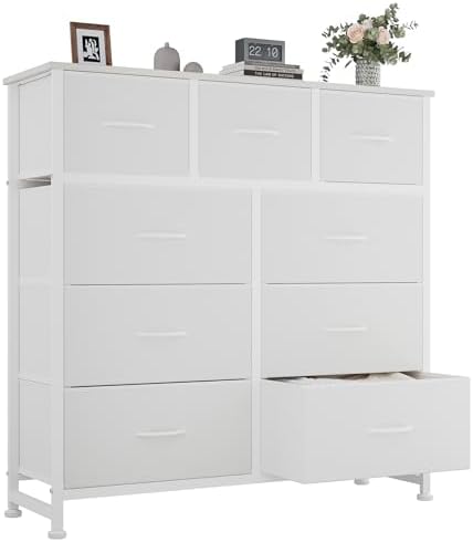 OLIXIS 9 Drawer Fabric Dresser for Bedroom, Chest of Drawers Organizer