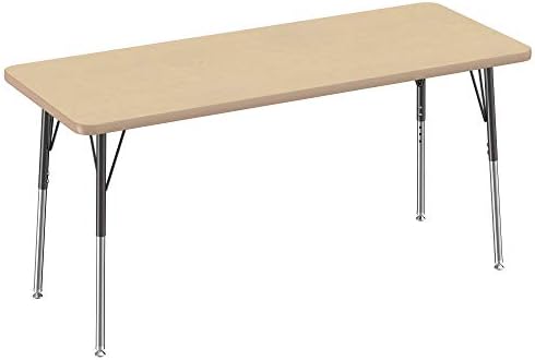 FDP 24" x 60" Rectangle Table with Swivel Glide Legs - Maple/Maple/Black