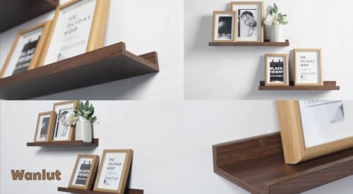 Walnut Floating Shelves for Wall Decor, 60 in Shelf with Lip, 2 Set
