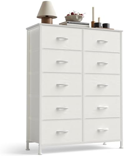 Sweetcrispy 10 Drawer Tall Dresser for Bedroom & Living Room, White