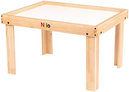 NILO Kids Play Table Set with 2 Compatible Lego Duplo Detachable Two-Sided Baseplates/Boards/Mats (N34 Activity Table Without Holes, 24x32x20 and 2X Green Base Plates 12x32)
