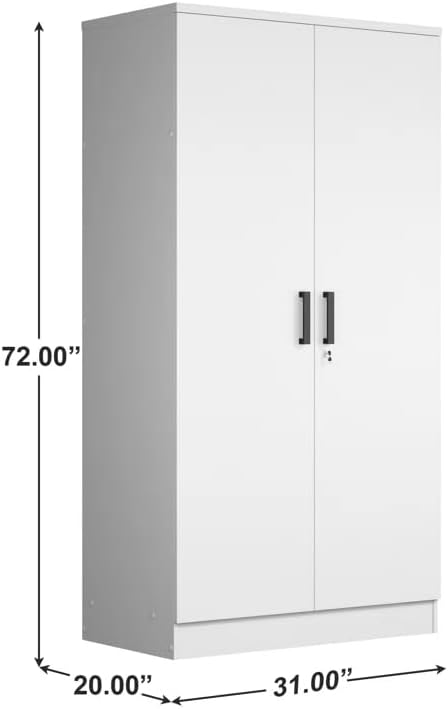 Woodpeckers Furniture And Mattress 2 Doors Wardrobe with Shelves (White)