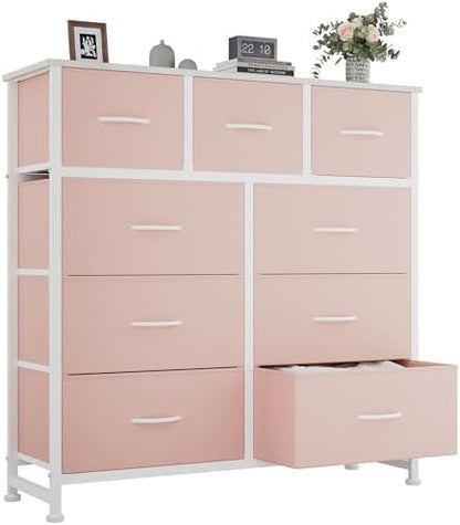 OLIXIS 9 Drawer Pink Dresser for Bedroom, Closet Organizers and Storage