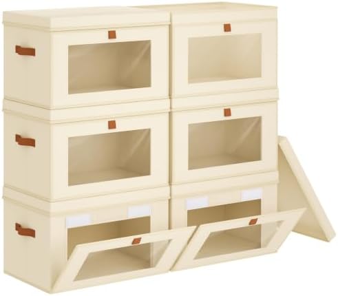 Storage Bins with Lids - Closet Organizer with Front Opening