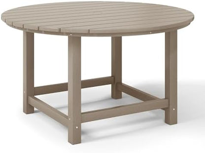WestinTrends Malibu Kids Outdoor Patio Furniture HDPE 38" Wide Round Dining Table, Weathered Wood