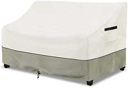 Patio 3-Seater Sofa Cover,Outdoor Couch Cover Fits up to 79W x 38D x 35H Inches,100% Waterproof Heavy Duty Patio Furniture Covers,Beige & Gray-Green