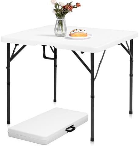 34" Folding Card Table Square Portable with Detachable Legs White