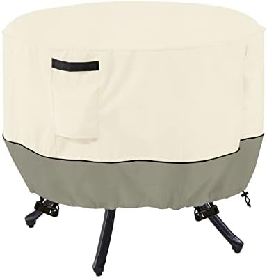 Round Patio Table Cover,600D Heavy Duty Outdoor Furniture Covers Waterproof,Round Patio Table for Patio Furniture Covers,48" Dia x 28" H,Beige&Grayish Green