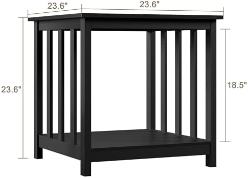 Large End Tables Living Room Set of 2 with Storage Shelf