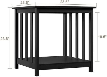 Large End Tables Living Room Set of 2 with Storage Shelf
