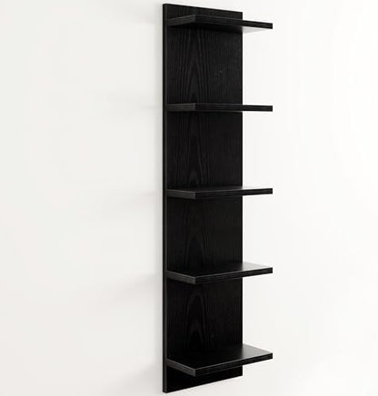 5 Tier Black Floating Wall Shelf, Vertical Storage Tower, 1-Pack