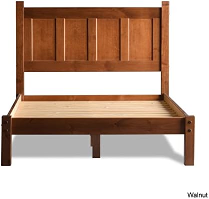 Grain Wood Furniture Shaker Solid Wood Panel Platform Bed, Queen Size, Walnut