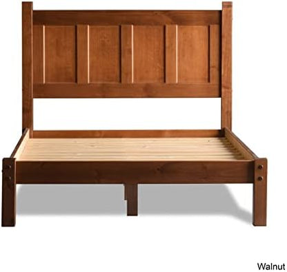 Grain Wood Furniture Shaker Solid Wood Panel Platform Bed, Queen Size, Walnut