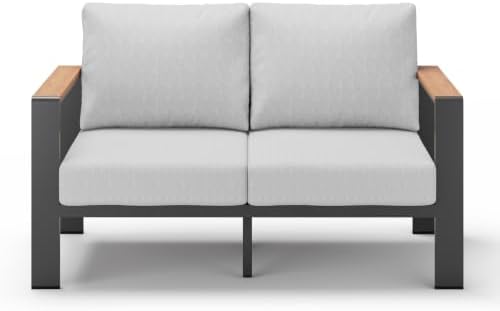 Aluminum Outdoor Patio Furniture Loveseat, All Weather Patio Conversation Sets with Washable Thick Cushion, Morden Patio Furniture Set for Porch, Balcony, Deck, Yard,Gray