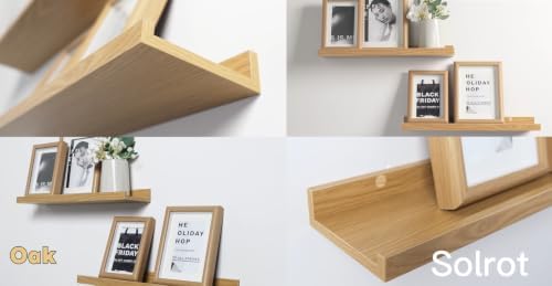 Oak Floating Shelves for Wall Decor, 32 in Shelf with Lip, 2 Set