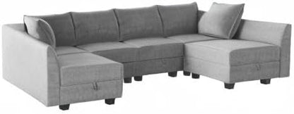 HONBAY Modular Sectional Sofa U Shaped Sectional Modular Sofa with Storage Convertible Sectional Couch for Living Room, Grey