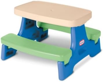 Little Tikes Easy Store Jr. Picnic Table with Umbrella - Blue / Green, 27.25''L x 27.00''W x 18.25''H