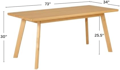 Alaterre Furniture Shelburne Dining Table for 4-6 – Modern Farmhouse 73-Inch Dining Table with Rectangular Wood Top, Solid Birch Legs, and Maple Veneer for Kitchen and Dining Room