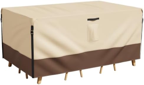 Smiry Waterproof Patio Furniture Cover 136L x 74W x 28H, Beige & Brown