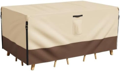 Smiry Waterproof Patio Furniture Cover 136L x 74W x 28H, Beige & Brown