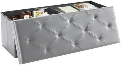DUMOS 43 Inch Folding Storage Ottoman Bench, Large Ottoman with Storage