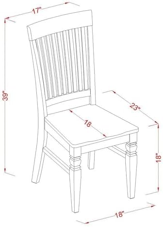 East West Furniture WEC-BCH-W Weston Dining Chairs - Slat Back Wooden Seat Chairs, Set of 2, Black & Cherry