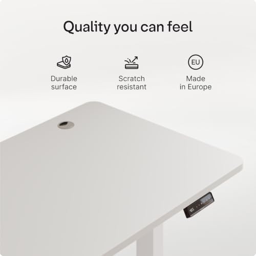 Desktronic HomePro Standing Desk 80x30 — Made in Europe, Ergonomic Sit Stand Home Office Desk, Electric Height Adjustable, Dual Motor, USB & USB-C Charging, Wobble-Free, Touchscreen, 3 Memory Presets