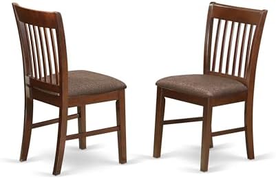 East West Furniture NFC-MAH-C Norfolk Dinette Chairs - Linen Fabric Upholstered Wooden Chairs, Set of 2, Mahogany