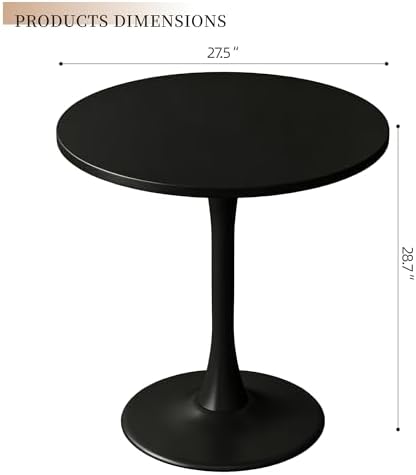 Round Dining Table 27.5" Circle Tulip Table for 4 People,Black