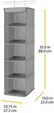 Whitmor 5 Section Closet Organizer - Hanging Shelves with Sturdy Metal Frame
