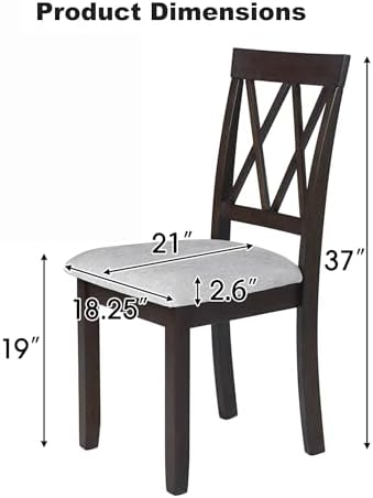 Merax Wood Farmhouse Upholstered Dining Chair Set of 2, Brown