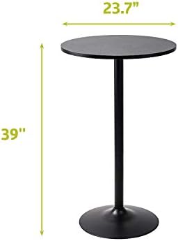 Pearington Santina Round Cocktail Bar, Pub and Bistro High Table with Black Top and Base, 1-Pack