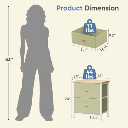DUMOS Nightstand Set of 2, Bedroom Bedside Table with Storage