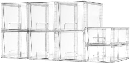 Vtopmart Clear Stackable Storage Drawers, 8 Pack Medium Set