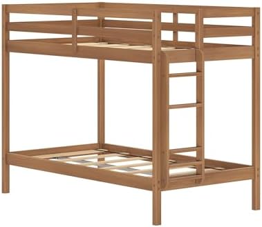 Bear Twin Over Twin Bunk Bed, Oak Embossed Pecan