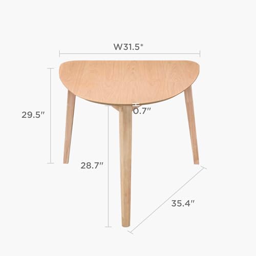 Acanva Small Triangle Dining Room Table for 2-3 People, Natural Oak